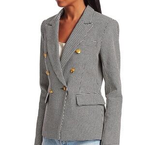 A.L.C. Black and White Houndstooth Blazer with Gold Buttons